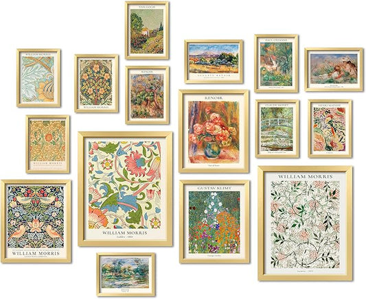 ANERZA 16 PCS Vintage Eclectic Wall Art Decor, William Morris Wall Prints for Bedroom, Posters for Room Aesthetic, Wall Co...