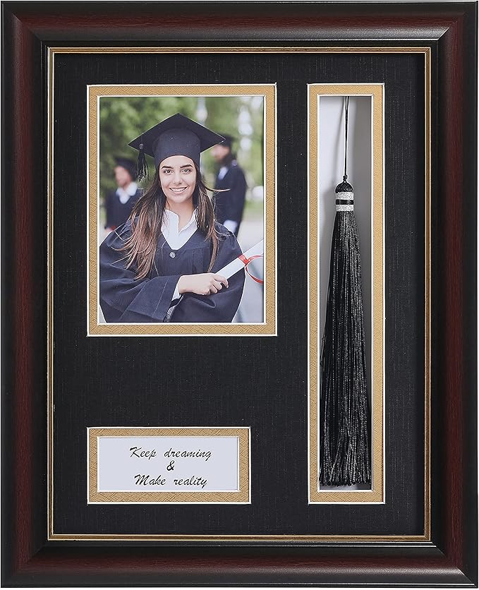 ELSKER&HOME 8.5 x 11 Graduation Frame with Tassel Holder for 4x6 Photo| 8.5x11 Shadow Box Picture Frame, Graduation Mahoga...