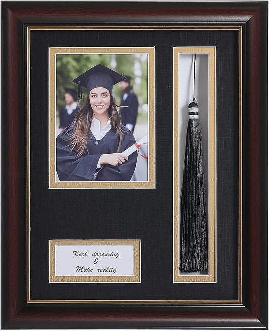 ELSKER&HOME 8.5 x 11 Graduation Frame with Tassel Holder for 4x6 Photo| 8.5x11 Shadow Box Picture Frame, Graduation Mahoga...