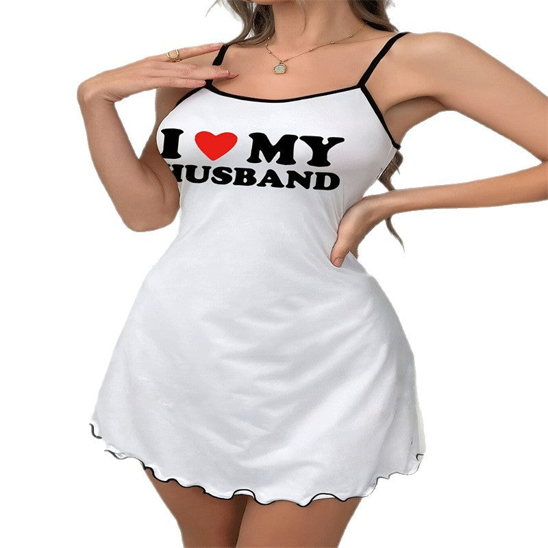 Printed Nightdress Womens Loungewear Comfortable Home Casual Slip Dress