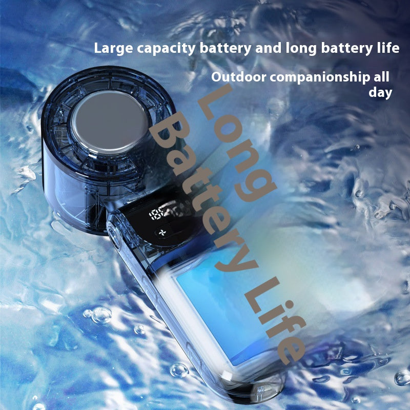 Handheld Ice Compress Digital Display Fan Outdoor Portable USB Charging Mini Long Endurance Fan