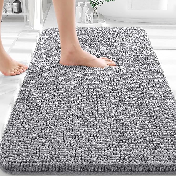 OLANLY Bathroom Rugs 30x20, Extra Soft Absorbent Chenille Bath Rugs, Rubber Backing Quick Dry, Machine Washable Bath Mats ...