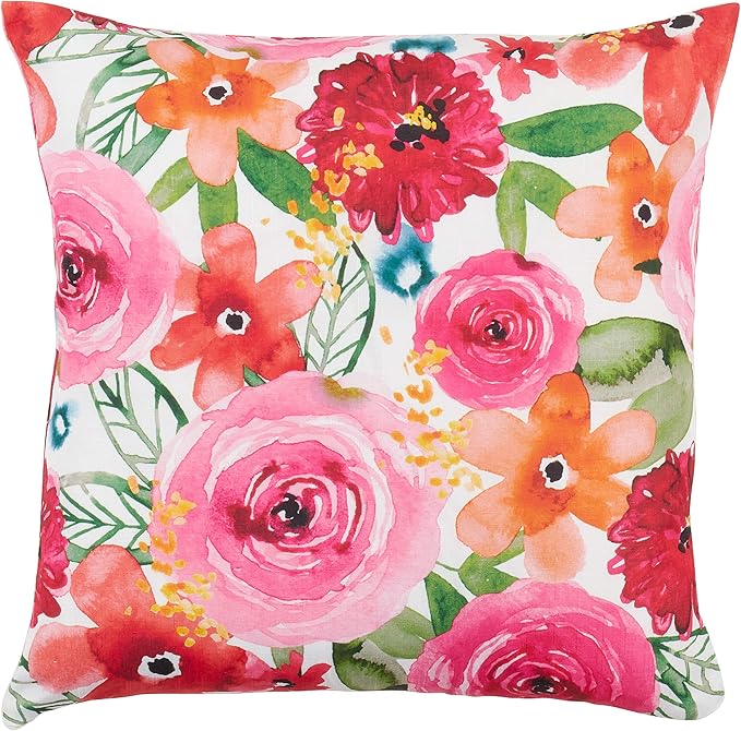 SARO LIFESTYLE Sara B Collection Santa Monica Floral Pillow Cover, 18", Multi