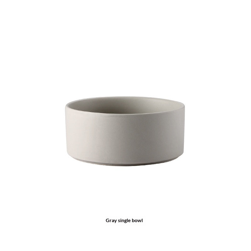Solid Color Minimalist Home Use Ceramic Cat Food Feed Bowl
