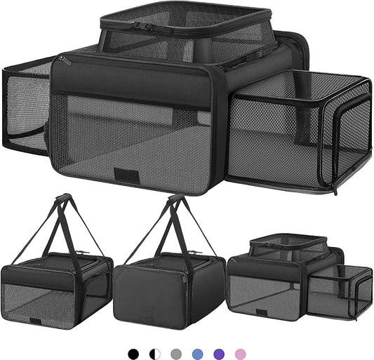 Top and 2 Sides Expandable Cat Carrier 18x13.5x9.5, TSA Airline Approved Dog Carriers for Small Dogs, Soft-Sided Pet Carri...