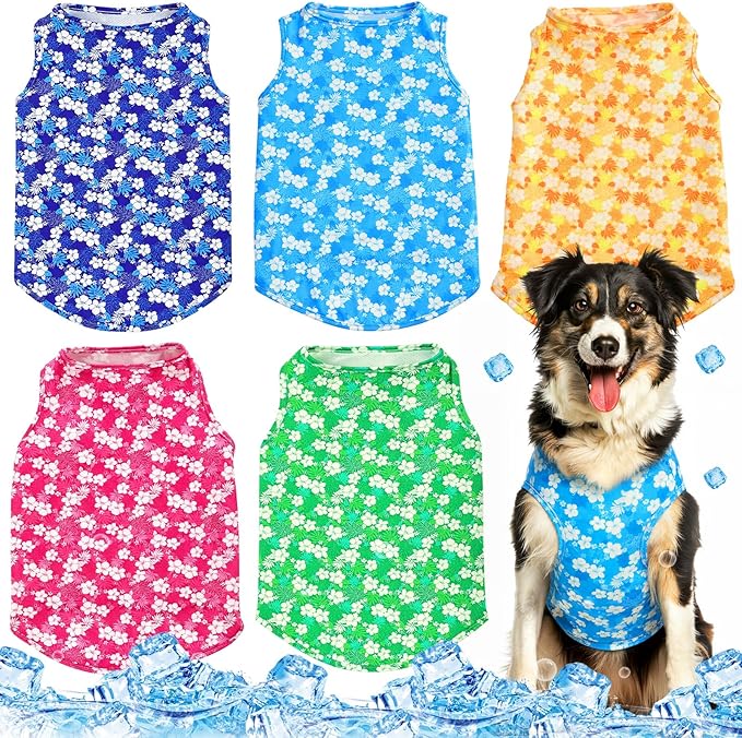 Talltalk 5 Pack Dog Cooling Vest Quick Dry Shirts Mesh Breathable Instant Sun Protection Cooling Dog Vest Lightweight Summ...