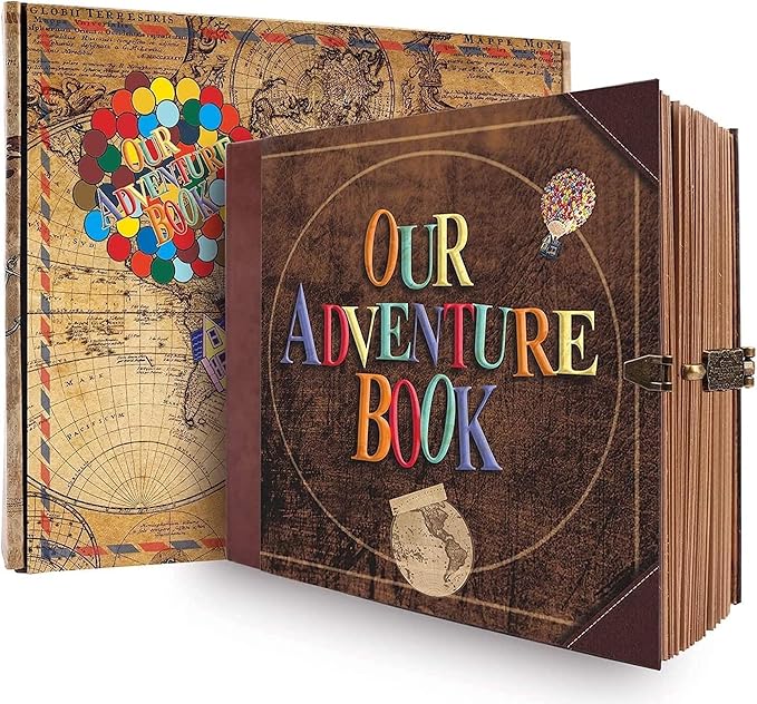 JIMBON Our Adventure Book Scrapbook Photo Album Retro Style Embossed Letter Cover Travel Diary Journal Scrap Book Kit For ...