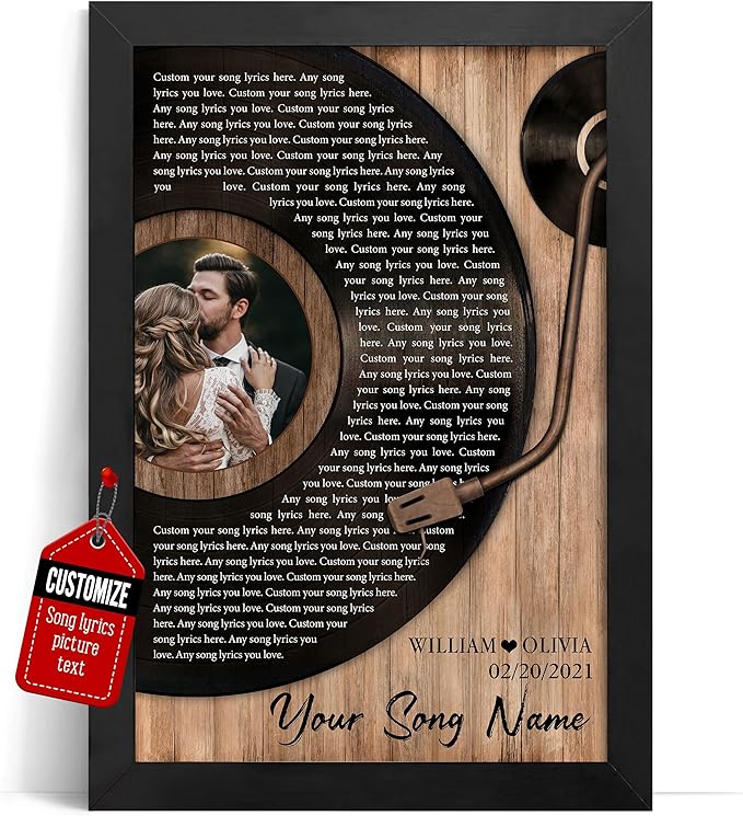 VICILO Husband Gifts - Customized Song Lyrics Canvas Framed Personalized Gifts for Him - Perfect Song Chords Couple One Ye...