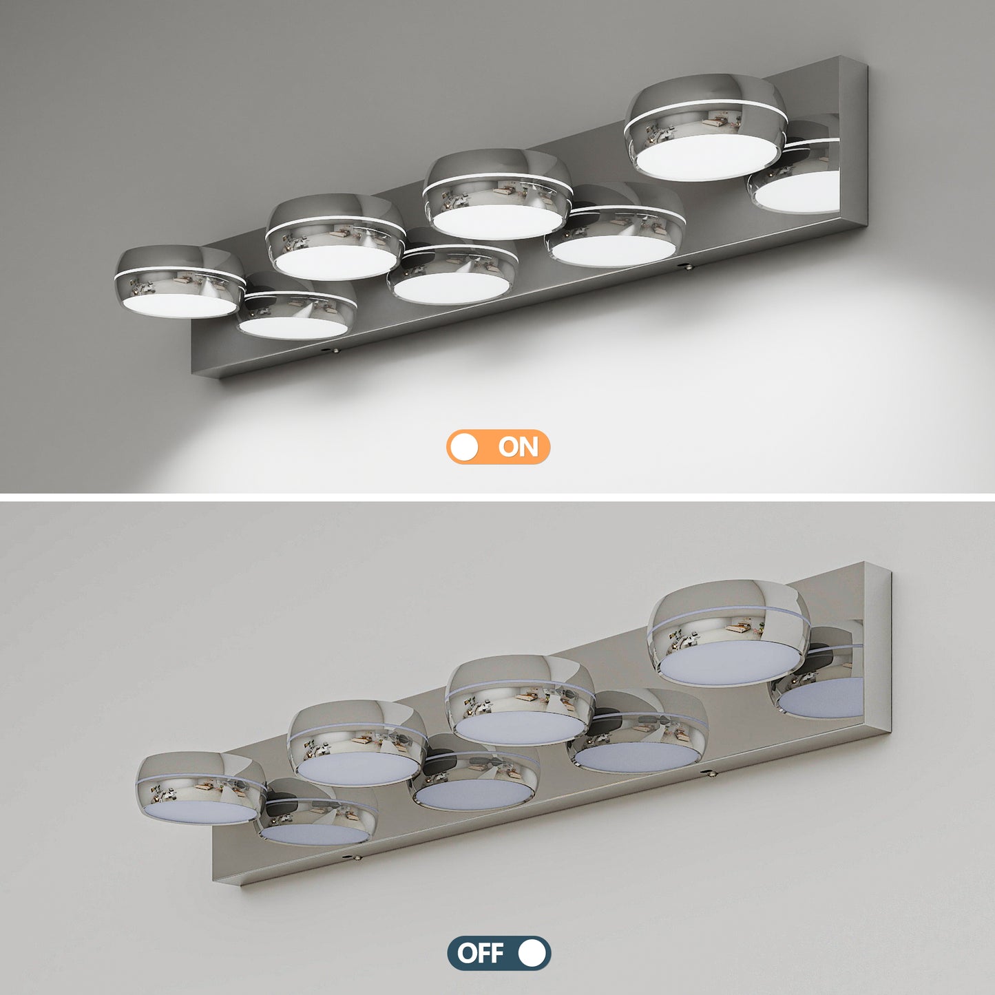 LED Vanity Lights 28in Bathroom Lights Fixtures Over Mirror 4 Light LED Lighting Fixture For Bathroom 18W Mirror Lighting Fixture Modern Bath Light Bar Chrome Bath