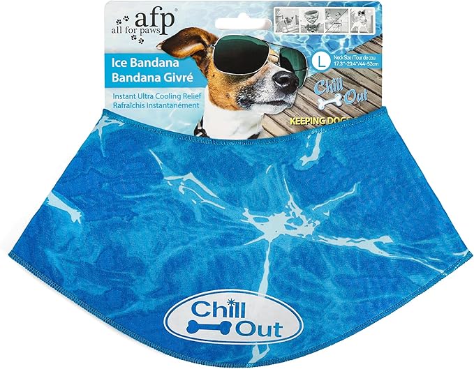 ALL FOR PAWS Dog Cooling Bandana, Cooling Bandanas for Large Dogs, Dog Cooling Neck Wrap, Cooling Scarf for Dogs, Blue Ice...
