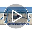 Wabolay Beach Tent Sun Shelter 10x10ft Beach Canopy Easy Pop Up Sun Shade Portable UPF50+ with 8 Sandbags-2 Sand Shovel-4 ...