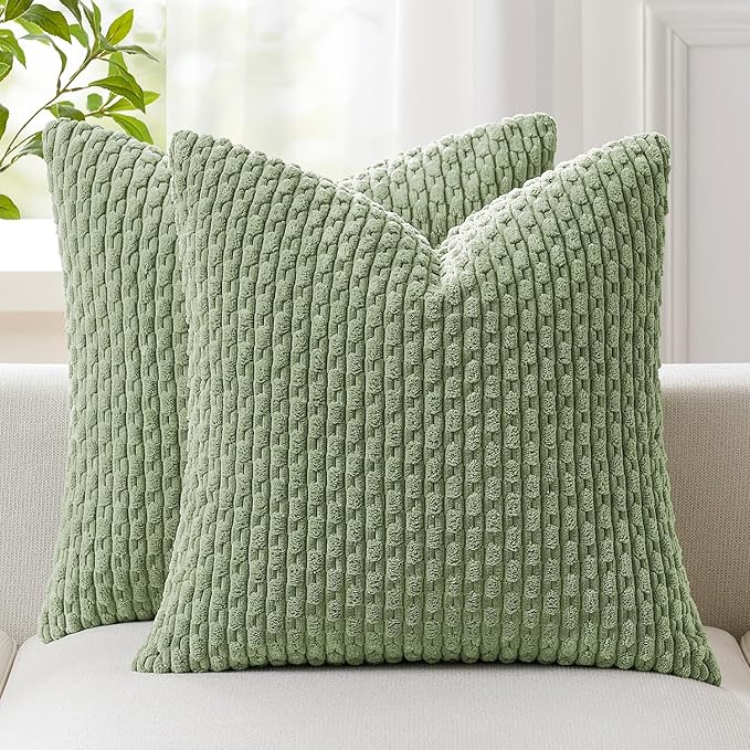 Kevin Textile 2 Packs Spring Decorative Throw Pillow Covers 18x18 Inch for Living Room Couch Bed Spring Sofa Soft Striped ...