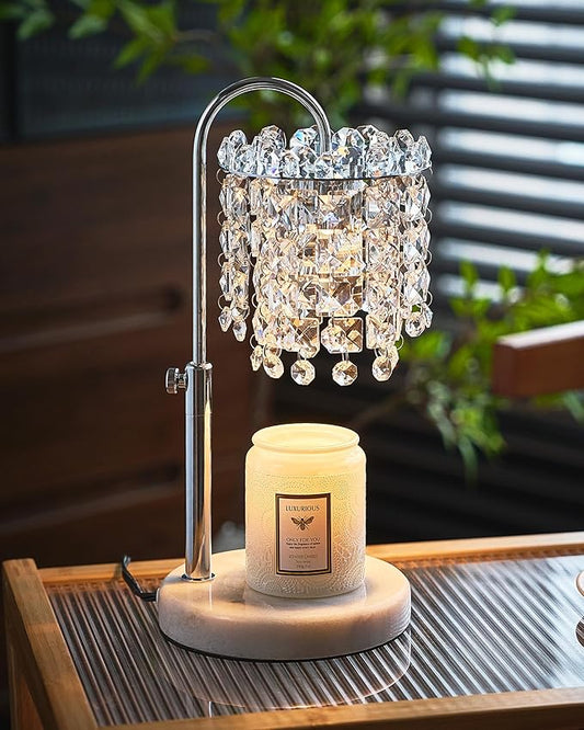 Candle Warmer Lamp with Timer Dimmer Adjustable Height Candle Warmer with Marble Base for Jar Candles, Crystal Candle Lamp...