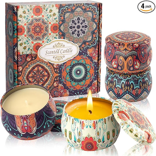 Auralome Scented Candles Gift Set - Women Candle Natural Soy Wax Aromatherapy Candle Stress Relief Small Gifts 120H Burnin...