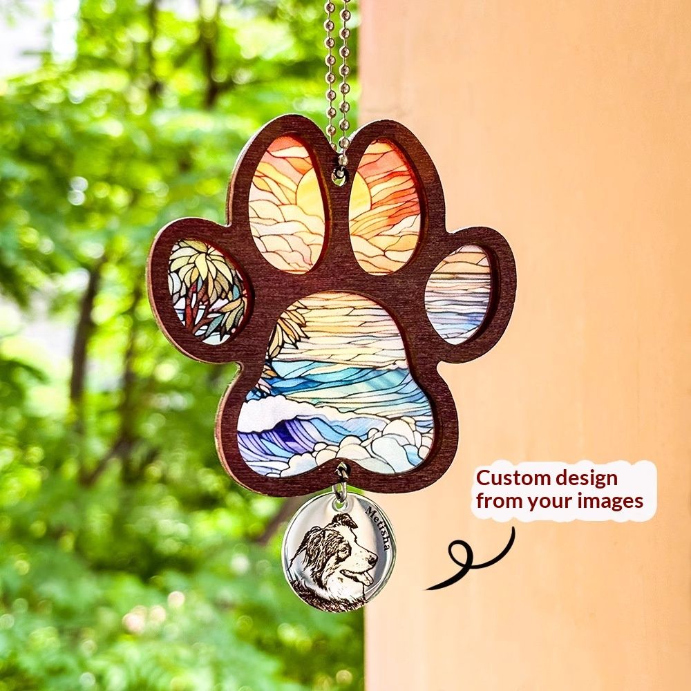 Stainless Steel Engraved Pet Photo Car Ornament