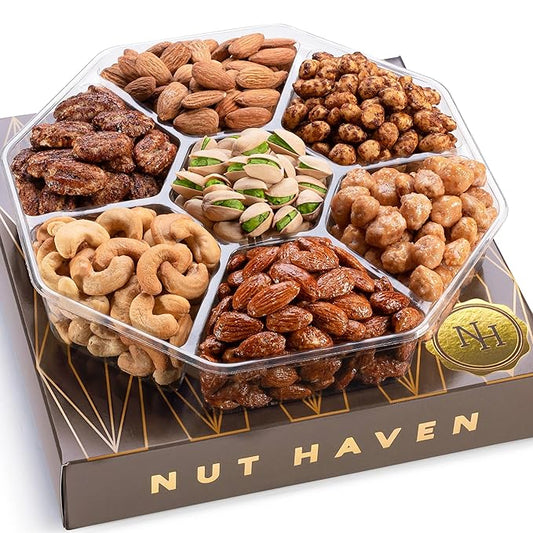 Mothers Day Nuts Gift Basket - Assortment of Sweet & Roasted Salted Gourmet Nuts - Food Gift Box for Mom, Her, Wife, Chris...
