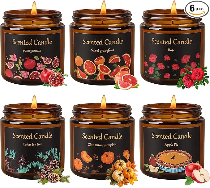 Candles for Home Scented, 6 Pack Scented Candles Gift Set for Women, 21 oz 150 Hour Long Lasting Soy Candle, Aromatherapy ...