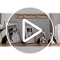 YiPinYin 8x10'' Bamboo Detail Gold Metal Picture Frame with Acid Free Mat for 5x7'' Set of 2,Narrow Gold Plated Photo Fram...