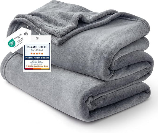 Bedsure GentleSoft Fleece Bed Blankets Queen Size Grey - Soft Warm Spring Blanket Lightweight Cozy Anti-Static Microfiber,...