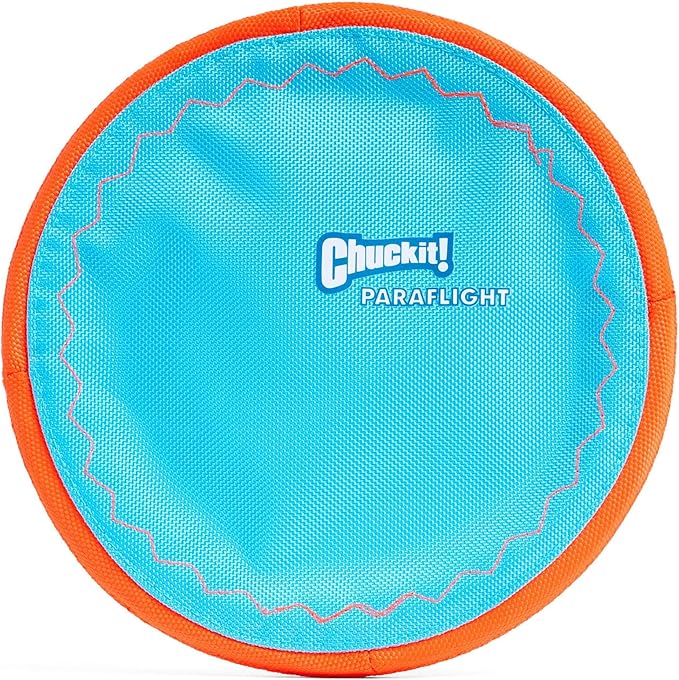 Chuckit! Paraflight Flying Disc Dog Toy - Water Floating Flyer - Durable Nylon Construction with Soft Rubber Edges - For M...