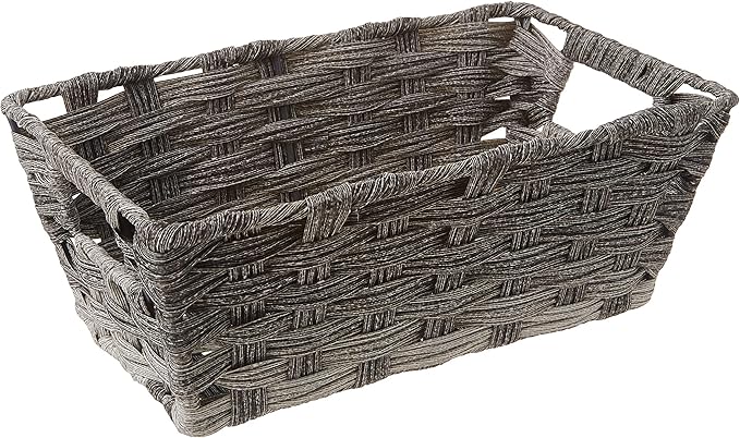 Whitmor Gray Wash Split Rattique Small Shelf Tote