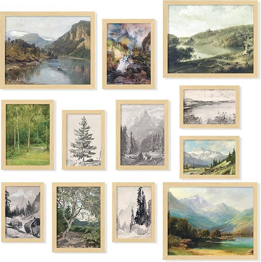 97 Decor Vintage Wall Decor - Rustic Wall Art, Rustic Gallery Wall Print, Vintage Art Prints, French Country Nature Landsc...