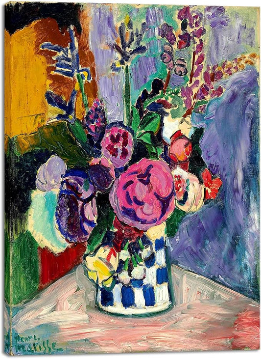 Wieco Art Canvas Prints Wall Art Still Life of Peonies in a Vase 1907 by Henri Matisse Abstract Canvas Art Print for Wall ...
