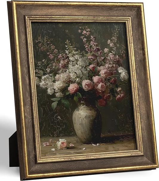 Sonefreiy 8x10 Picture Frame Vintage Antique Retro Picture Frames Brown Gold 8 x 10 Photo Frame Desk and Wall Hanging Wedd...