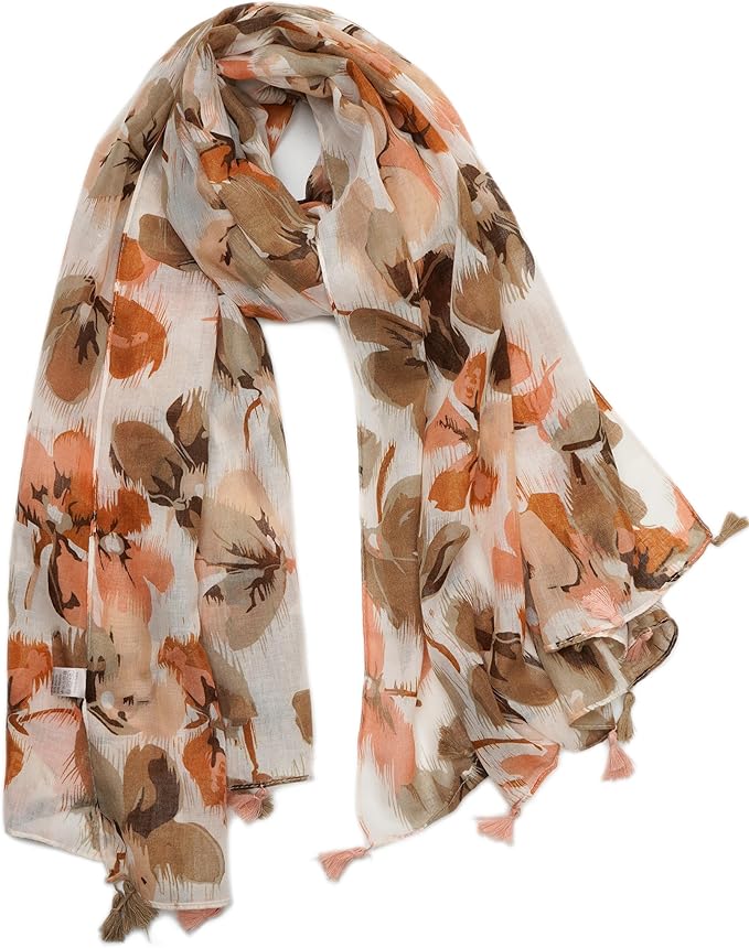 YOUR SMILE Large Boho Scarf for Women Lightweight Floral Printed Scarves Fall Winter Fashion Fringed Shawl wraps