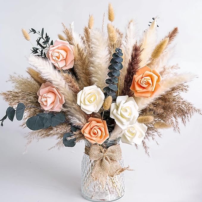 Dried Flower Bouquet | Pampas Grass Decor | Floral Arrangements for Home & Wedding | Boho, Rustic, and Modern Decorations...