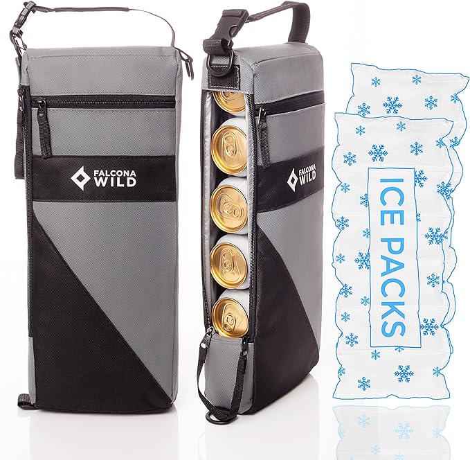 Falcona Wild Golf Cooler Bag Plus 2 Ice Packs - Keeps Drinks Cold for Hours - Holds 6 Cans - Fits Discreetly in Golf Bags...