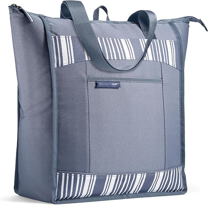 Rachael Ray Chillout Soft Cooler Bag, Large Reusable Insulated Grocery Bag with Zippered Top, Travel Tote for Hot or Cold ...