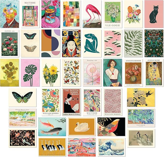 97 Decor Eclectic Wall Art Prints - 40 Small Eclectic Wall Collage Kit For Teen Girls Bedroom, Colorful Art Posters For Ro...