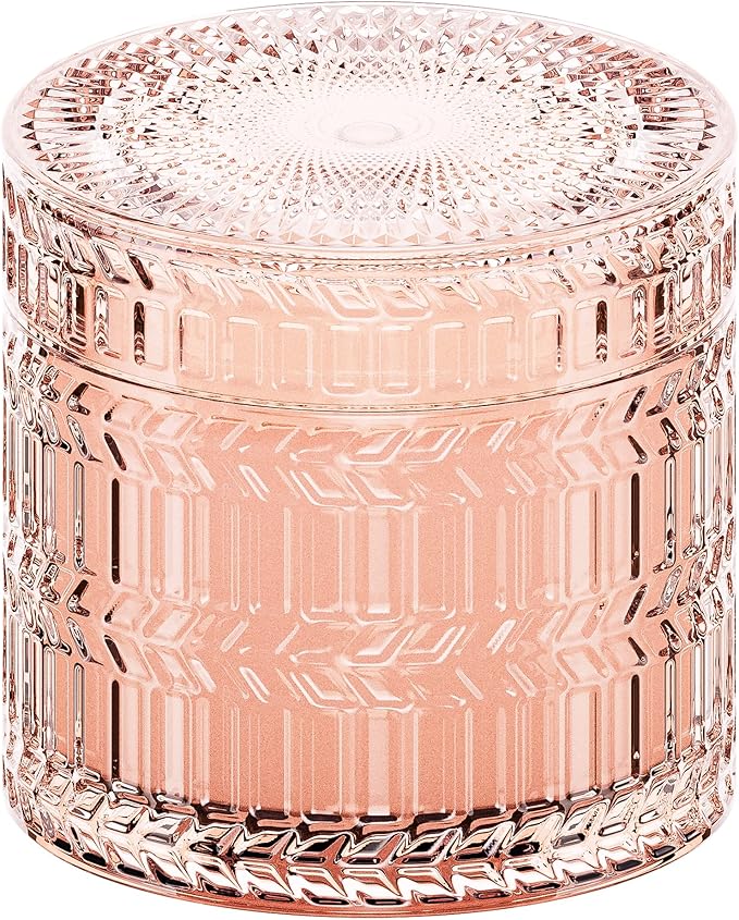 Hidden Label Sandalwood Rose Scented Candle with Crackling Wood Wick, 7.4oz Pink Soy Candle for Home Scented, 55H Clean Bu...