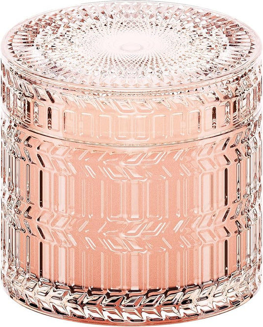 Hidden Label Sandalwood Rose Scented Candle with Crackling Wood Wick, 7.4oz Pink Soy Candle for Home Scented, 55H Clean Bu...