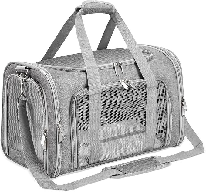 Soft-Sided Cat/Dog/Pet Carrier, Collapsible Pets Travel Carriers for Big Cats/Small Dogs with Shoulder Strap & Removable M...