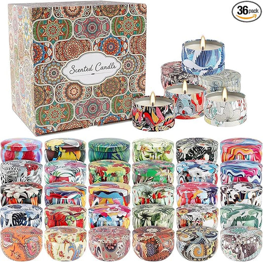 AYIQIW Set 36Pack Scented Candles Gifts Soy Wax Travel Tin Jar Candles for Home 2.5 OZ jar Candles for Mom, Birthday, Than...