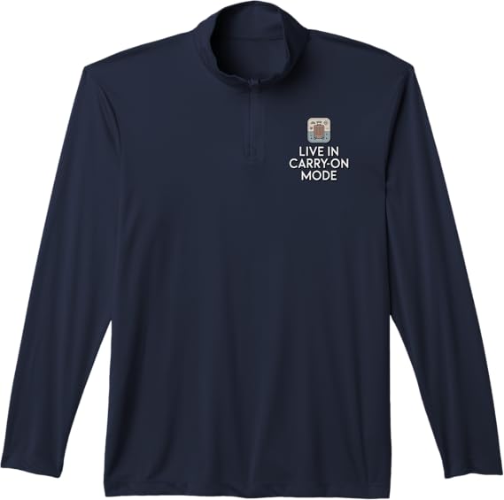 Live in Carry-On Mode Minimalist Travel Lifestyle Performance Quarter-Zip Top