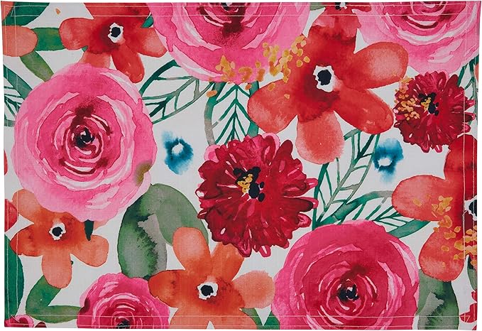 SARO LIFESTYLE Santa Monica Floral Placemat (Set of 4), Multi, 13"x19"