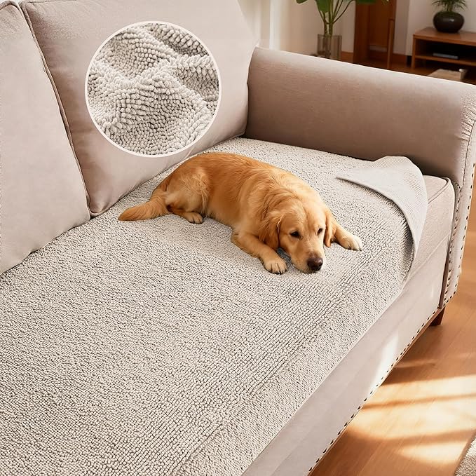 H.VERSAILTEX Non Slip Pet Couch Cover Chenille Dog Bed Protector Thick Soft Sofa Slipcover Pet Friendly Washable Couch Cus...
