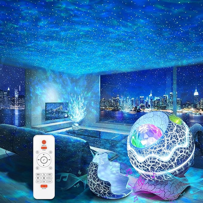 Rossetta Star Projector, Galaxy Projector for Bedroom Nebula Night Light Projector with White Noise, Bluetooth Speaker, Ti...