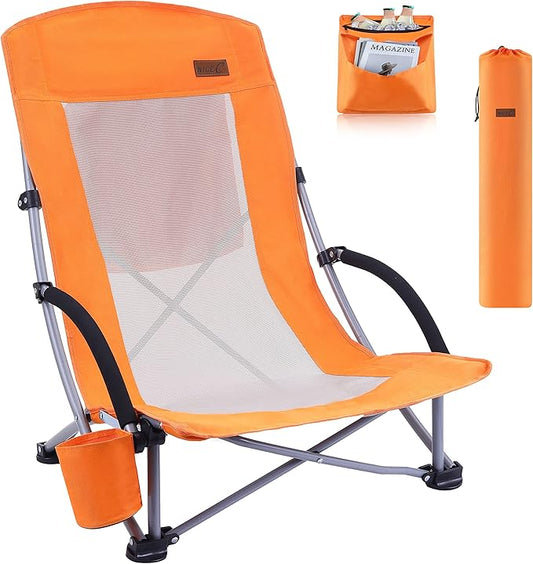 Nice C Beach Chair, Sling Sand River Chairs for Adults, Sillas De Playa, Beach Seat with Cooler High Back, Cup Holder & Ca...
