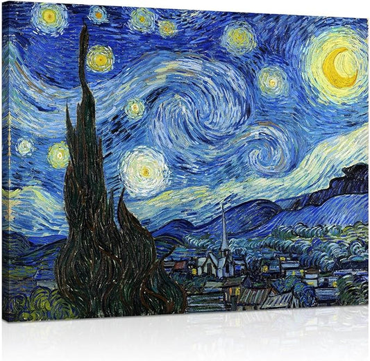 Van Gogh Canvas Wall Art: Starry Night Landscape Painting Picture Reproduction Room Decor - Famous Art Prints Modern Artwo...