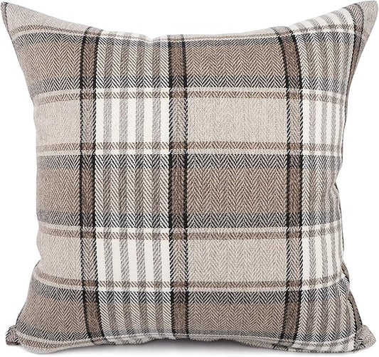 YOUR SMILE Retro Farmhouse Buffalo Tartan Chequer Stripe Plaid Cotton Linen Decorative Throw Pillow Case Cushion Cover Pil...