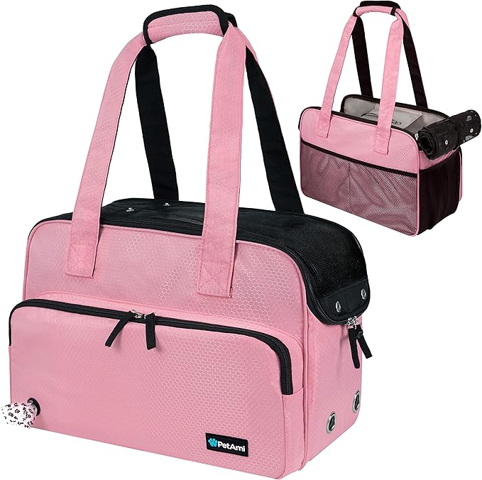 PetAmi Small Dog Purse Carrier, Soft-Sided Pet Carrier Bag with Pockets, Portable Puppy Cat Travel Handbag Tote, Airline A...