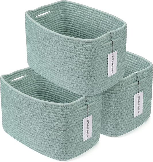 Cotton Rope storage Basket Bins Woven Basket for Organizing Shelves 15X10X9.3" Rectangle Decorative Baskets For storage Cl...