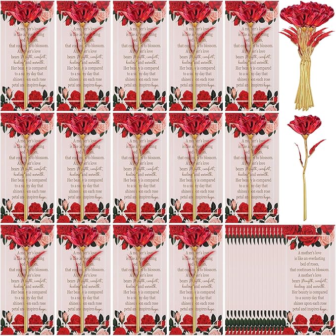 Thiccywoov 50 Sets Mother's Day Flower Gifts Mother's Day Christian Gifts for Women Faith Galaxy Rose Crystal Flower and C...