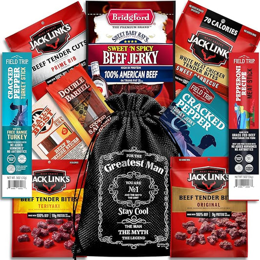 Beef Jerky Gift Baskets For Men - Meat And Cheese Gift Baskets, Birthday Gifts For Men Who Have Everything With Beef Jerky...