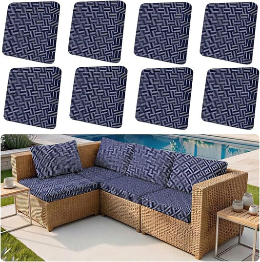 HobbLab 8-Piece High Elastic Outdoor Cushion Covers - Full Set Stretch Replacement Slipcovers for Seat & Back Cushions - U...
