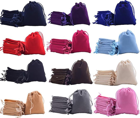 Sansam 48pcs Small 12 Colors Mixed Drawstrings Velvet Gift Bags Velvet Jewelry Pouches for Wedding Favors, Candy Bags, Par...